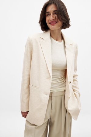 NA-KD Classic Oversized Tailored Linen Blazer - Sommersæt - Beige - EU 40