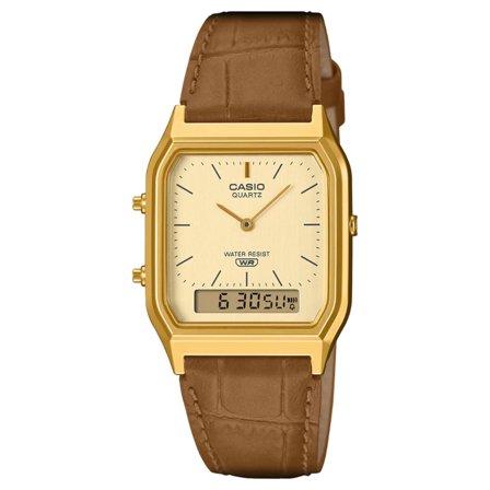 Casio Vintage AQ-230EGL-9AEF Kullanvärinen Nahka Ana-Digi Kello miehille - Digitaaliset kellot
