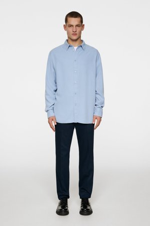 J.Lindeberg - Reg LS Struct Gmd Tencel Shirt - Blue - Man - L