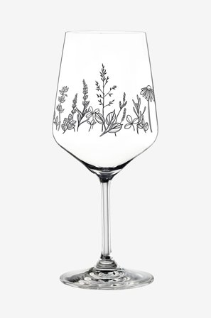 Nachtmann - Vin/Spritzglas Tattoo Botanical Black 2-pack - Transparent - Vinglas - Från Homeroom