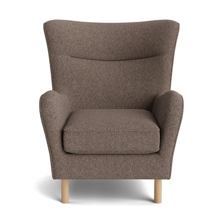 Lumo Sessel in Hygge Braun, skandinavischer Ohrensessel mit Nozag-Federung und Kaltschaum für hohen Komfort, Breite 99cm, zeitloses Design.