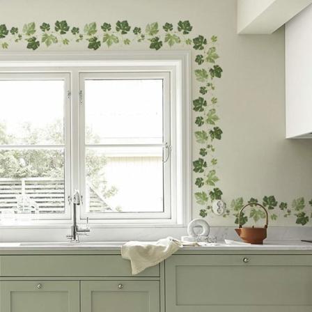 Ivy vægklistermærker, genanvendelige plantedekorationer, aftagelige naturvægdekorationer til stue og soveværelse, selvklæbende bladvægmalerier 16*60cm