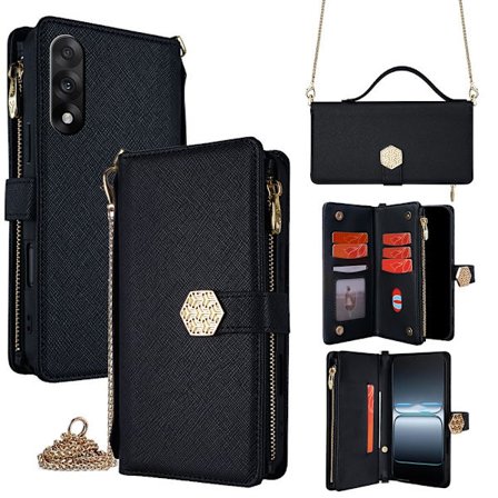 SKALO OnePlus Nord 5 Big Wallet Cross Texture Plånboksfodral - Svart