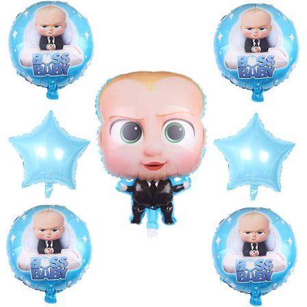 7 st Baby Boss ballonger festtillbehör, 18 tum stora folieballonger för baby boss tema födelsedag par