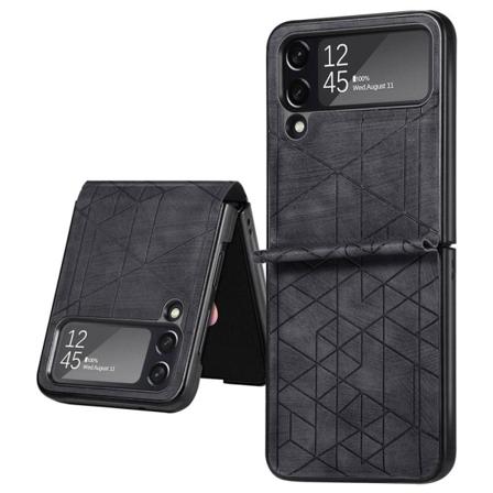 Samsung Galaxy Z Flip4 5g Geometry Lines Imprinted Skal - Svart Svart