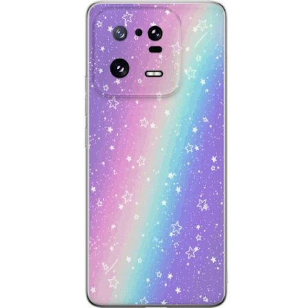 Kompatibel Mobilcover til Xiaomi 13 Pro Rainbow-farvet pastelbaggrund med hvide stjerner og glitrende prikker i blød overgang