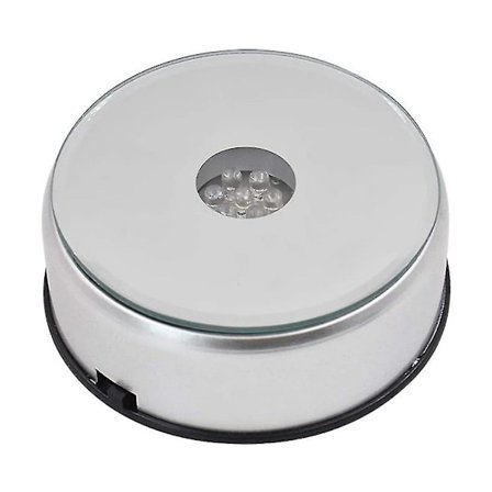 Display Turntable Base för Kristaller Glas Konst, LED Färgad Roterande Kristall Display Base Stativ med