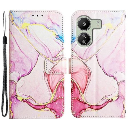 Läderfodral med axelrem i marmor för Xiaomi Redmi 13C 4G/13C 5G/13R 5G/Poco M6 5G/Poco C65 4G