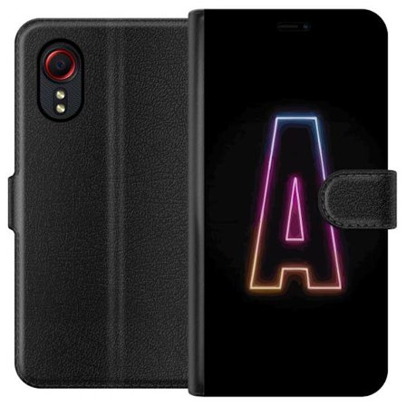 Kompatibelt Lommeboketui til Samsung Samsung Galaxy Xcover 5 Minimalistisk neonbokstav A i regnbuefarget lys mot svart bakgrunn i moderne typografisk