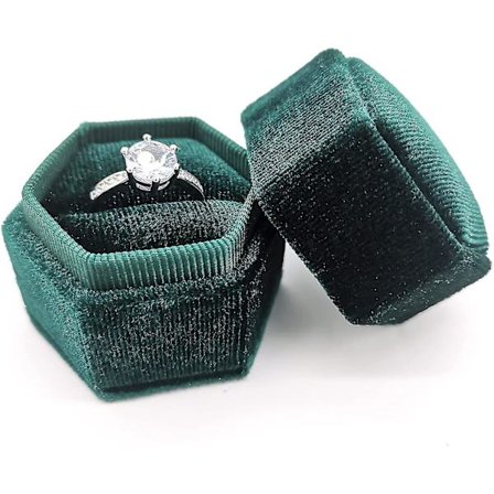 Sammetsringask med Hexagonform för Bröllopsjuveler, Present, Enstaka