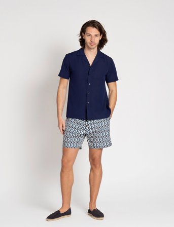 The Resort Co. Seersucker Resort Shirt Navy - Navy - XL