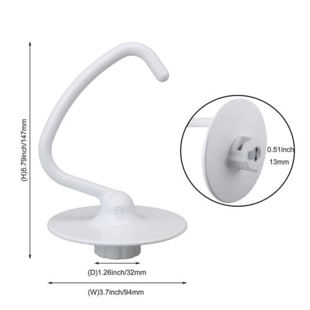 Spiraldeigkrok for Kitchenaid 5KSM150, 5K45SS, 5KSM90 og andre modeller