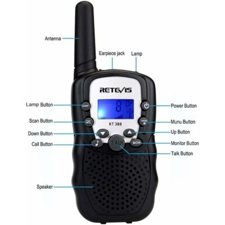Retevis RT388 Walkie Talkie for Barn, Oppladbar Langdistanse Leketøysgave for 3-12 År Gamle Gutter, VOX Lommelykt, for Camping,