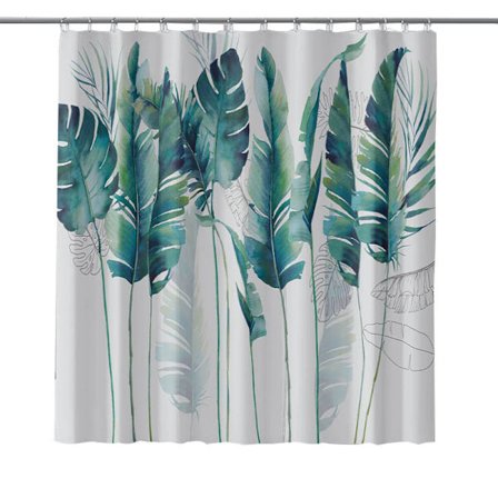 Bruseforhæng til badeværelse - Tropiske blade Plante på hvid Bac