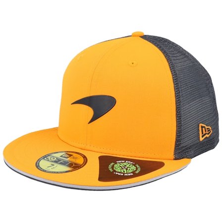 New Era - McLaren F1 25 Team 59FIFTY Papaya Orange/Grey Trucker Fitted Trucker Orange Cap - Motor @ Hatstore