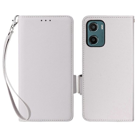 Læder Flip Cover med Litchi Tekstur til Motorola Moto G05 4G/ E15 4G