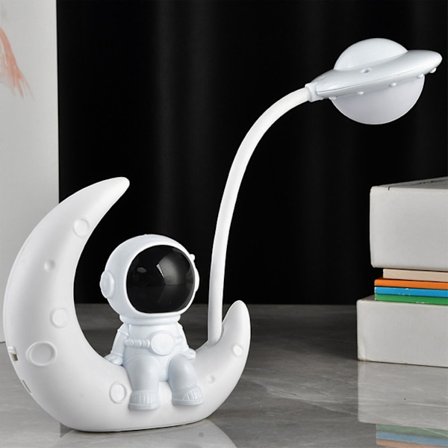 Spaceman Lampe Astronaut LED Bordlampe Trådløs Sengebordslampe Til Hjem Soveværelse Børn Drenge Fødselsdagsgaver, Hvid