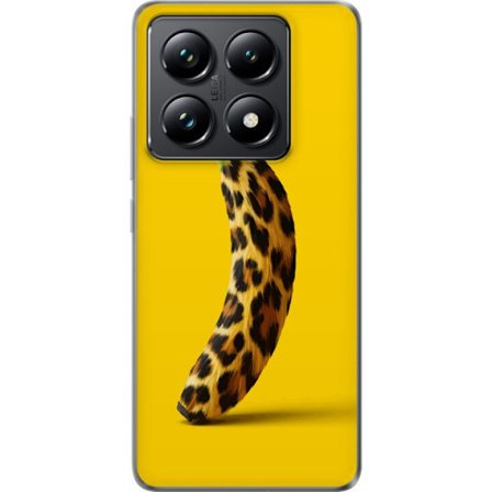 Kompatibel Mobilcover til Xiaomi Xiaomi 14T Banan med leopardmønster mod gul baggrund i en kreativ og legende design