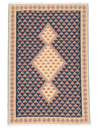 Tapis Kilim Senneh Fine 101X147 Noir/Marron (Laine, Perse)