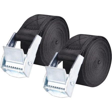 Surringsrem med spenne 25 mm Feste Rem 2m ​​3m 5m Strammes Rem Sperrestropp for Transport Motorsykkel Bagasje (2 m, B - Svart - 25 mm - 2 stykker)