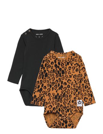 Basic Leopard Ls Body 2-Pack Bodies Long-sleeved Multi/mønstret Mini Rodini