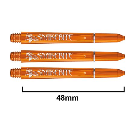 Red Dragon Darts Snakebite Shafts 48mm - Polycarbonate, 3 Sets (9) - Orange, Professional Darts Shafts