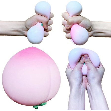 Fluffy stress ball fersken klemme ball (rosa), morsom deigball sens