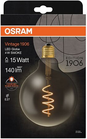 OSRAM LED Globe G125 15 fil smoke spiral glass 1800K E27