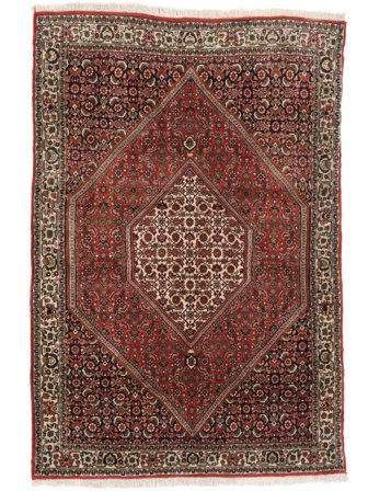 Hand Knotted Persian Bidjar Rug 113X170 Black/Dark Red