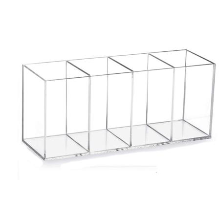 Pennhållare 4 Fack Klar Pennhållare Sminkborsthållare Svart