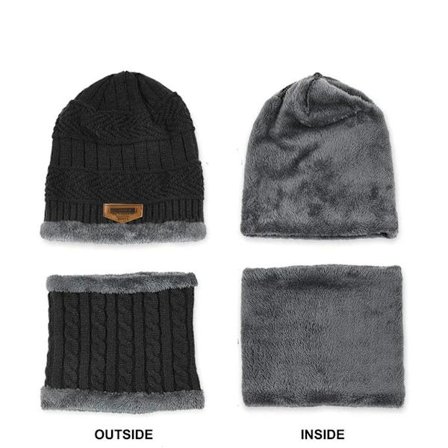 Barn Vintermössa Mössa Set med Halsduk Slarvig Stickad Mössa Varm Stickad Skalle Mössa Fleece Foder Mössa 2-8 År