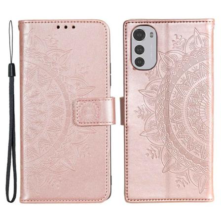 Motorola Moto E32 Mandala Plånboksfodral - Roséguld Rosa Guld