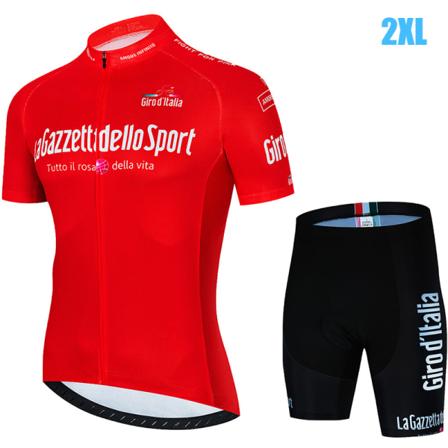 Cykeltröja Set Herr Cycling Summer Short Sleeve Snabbtorkande roseo Red Black XS