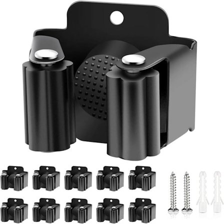 10-pack Kvastskaft Väggfäste, Mopphållare Väggmonterad, Rostfritt Stål Kvastskaftshållare med Skruvar, Trädgårdsredskapshållare Väggfäste för Kök, Hem