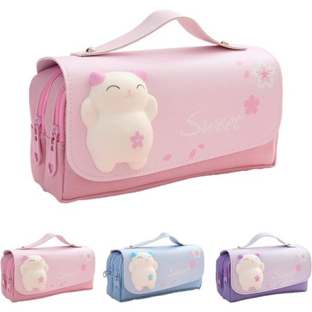 Pink Bear Multi-rum Pencil Case - Stor Kapacitet - Til T