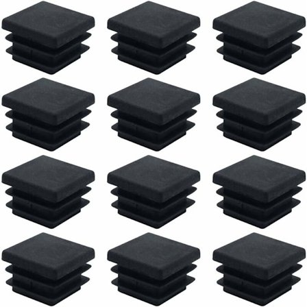 40 stk firkantede endehetter for møbler Plast firkantede rørplugger 20mm x 20mm Rørplugger Antisklimatte Svart Rektangulær endehette Rørdeksel Sett 