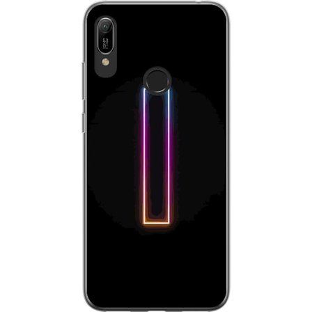 Kompatibel Mobilcover til Huawei Huawei Y6 (2019) Minimalistisk neonbogstav I i regnbuefarver mod mørk baggrund