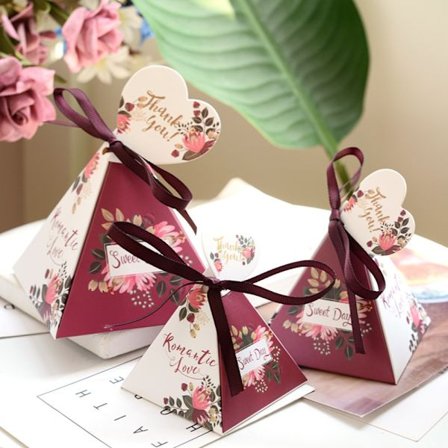 10 kpl Wedding Favor Box Suklaa karkkirasiat VIININ PUNAINEN