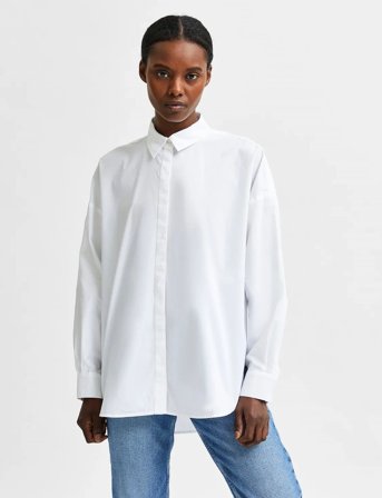 Selected Slfhema Ls Shirt B - White - 34