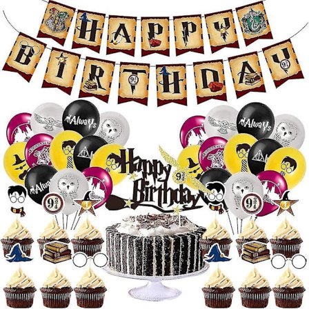 Trollkarlsfestdekorationer, 52 st Harry Magician Potter-festtillbehör, Grattis på födelsedagen Banner Cupcake