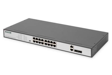 Digitus Fast Ethernet PoE Switch 16-port PoE + 2 Combo. 250W PoE budget