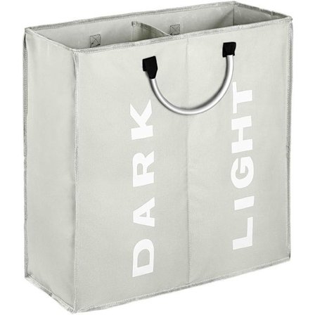 Vasketøjskurv Foldbar Vasketøjspose 2 Rum 60L Opbevaringspose med Håndtag Vandtætte Vasketøjskurve Tøj kompatibelt Værelse Hotel Kollegium 53x