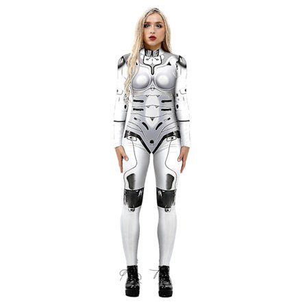Ladies 3d Robot Printed Cosplay Costume Jumpsuit Halloween Playsuit