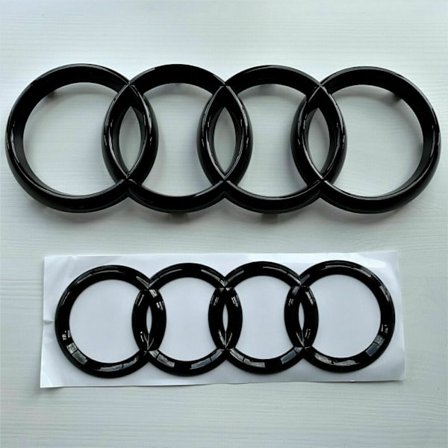AUDI GLOSS BLACK BRANDS EMBLEM RINGS FRONT & REAR A1 A3 A4 A5 273MM 192MM