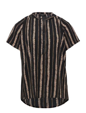 Caanni, S/S, V-Neck Top Blouses Short-sleeved Sort Zizzi