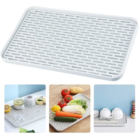 Afdrypningsmåtte Afdrypningsstativ Med Drypbakke - Stor Afdrypningsbræt 39 X 22,5 Cm - Multifunktionelt Afdrypningsbræt Til Tallerkener, Kopper, Frugt