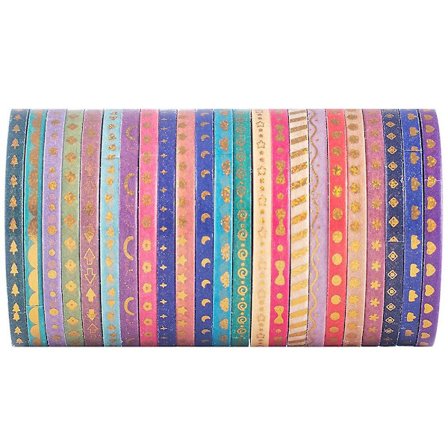 23 rullar Washi-tejpset, folieguld tunn dekorativ maskeringstejp, Scrapbook-tejp för DIY-hantverk konstprojekt Bullet Journal presentinslagning, 