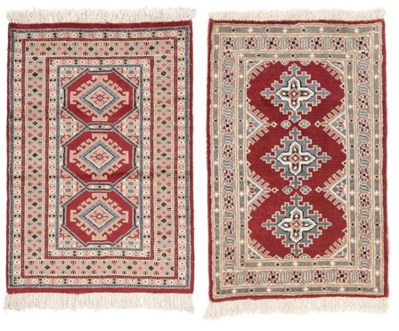 Pakistan Bokhara 2Ply Teppe 64X94 Mørk Rød/Brun Ull, Pakistan