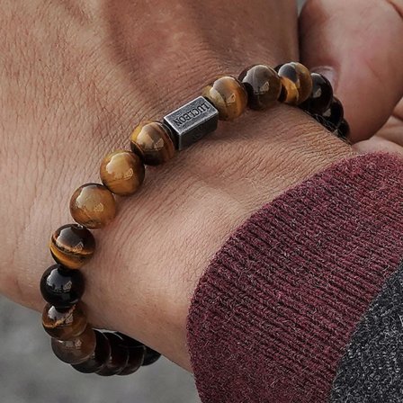 8 mm Tiger's Eye Unity Bracelet for Men - Beaded bracelets