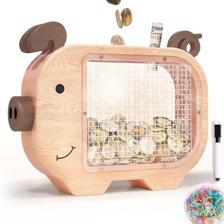 Træsparegris til børn Sparekasse til voksne drenge og piger Ikke-skrøbelig træmøntsparegris Kreativ sparegrisdåse